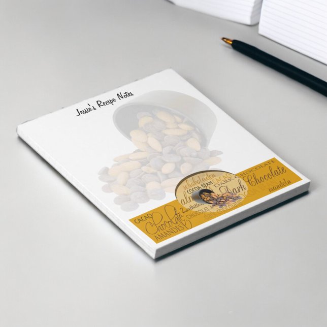 Bloco De Notas Chocolate, amêndoas e Design de texto de chocolate (fun 5.5" x 6" chocolate lover notepad )