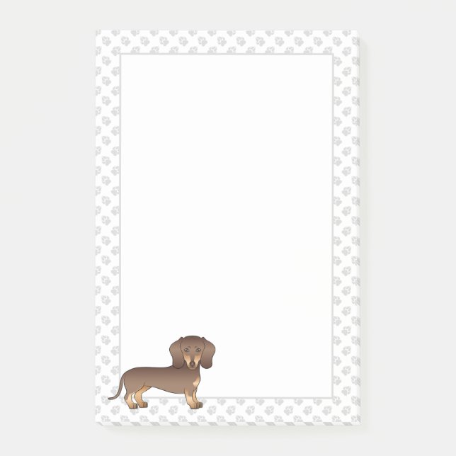 Bloco De Notas Chocolate E Marrom Claro Dachshund De Cabelo Curto (Frente)