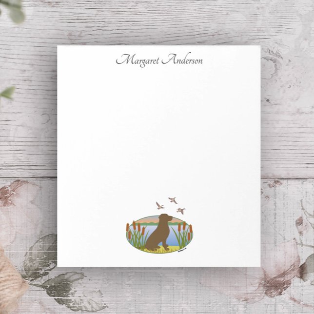 Bloco De Notas Chocolate Labrador Bird Dog Sunset (Chocolate Labrador Bird Dog Sunset Design Notepad for Labrador Owners.  Labrador Silhouette Design.)