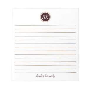 Bloco De Notas Chocolate Marrom Simplesmente Elegante com Monogra
