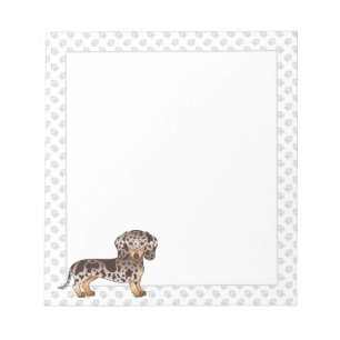 Bloco De Notas Chocolate & Tan Dapple Short Hair Dachshund & Paws