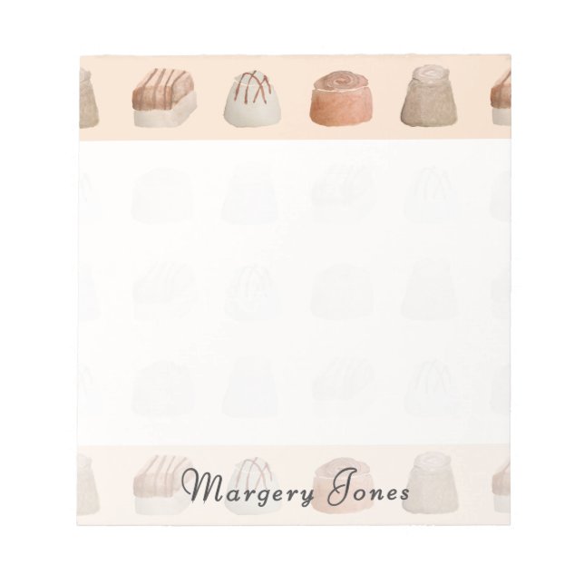 Bloco De Notas Chocolates Aquarela Personalizado (Frente)