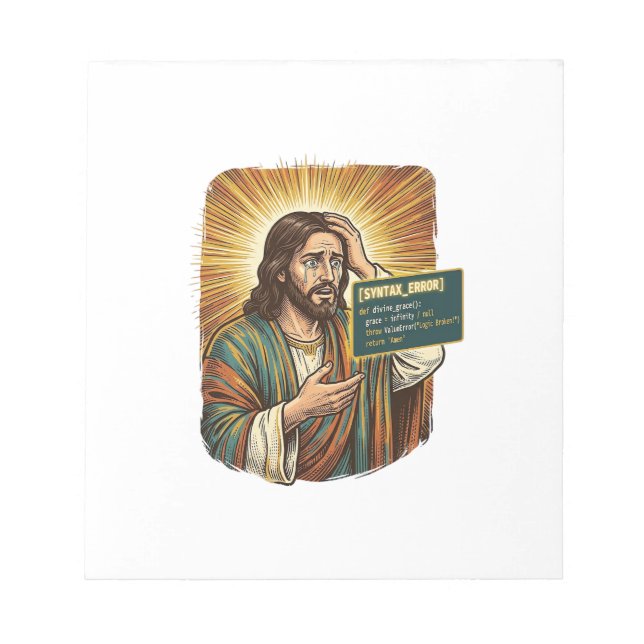 Bloco De Notas Chorando Jesus Erro de Sintaxe Programador Codific (Frente)