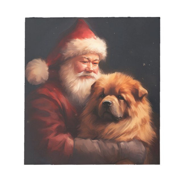 Bloco De Notas Chow Chow com Papai Noel Natal Festivo (Frente)