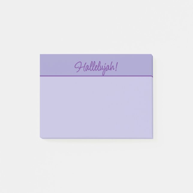 Bloco De Notas Christian Hallelujah Sticky Notepad em Púrpura (Frente)