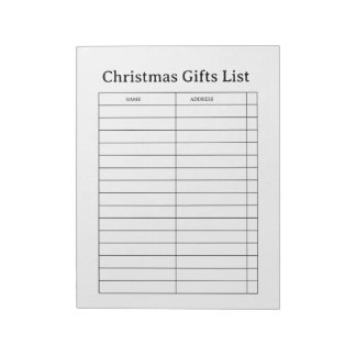 Bloco De Notas Christmas Gift List Notepad