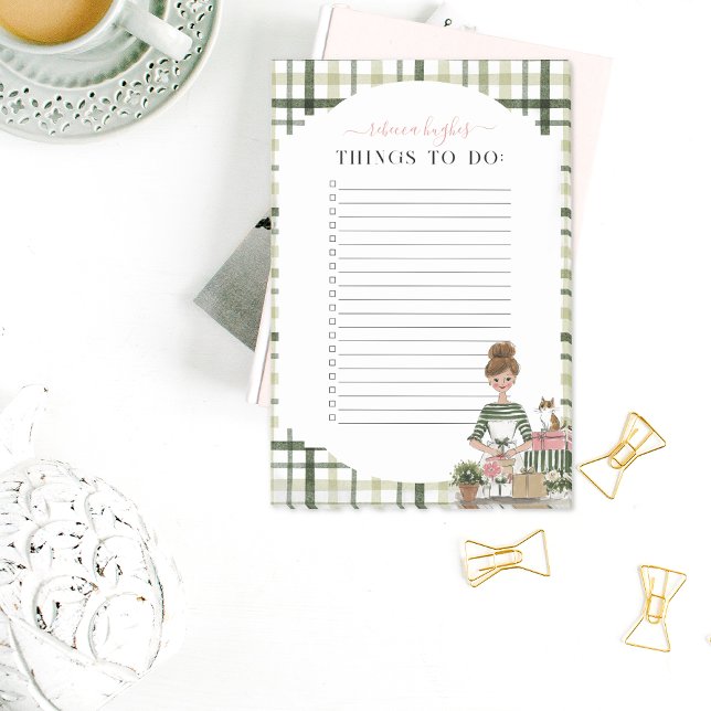 Bloco De Notas Christmas Lady with Cat Personalized To-Do (Criador carregado)