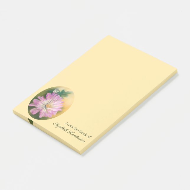 Bloco De Notas Chrysanthemum Pink e Cream Pastel Floral (Inclinado)