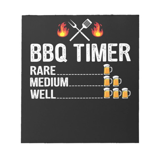 Bloco De Notas Churrasco | CHURRASCO Timer Bebendo Grill Beer (Frente)
