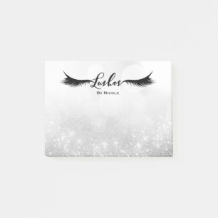 Bloco De Notas Cílios Pestanas Brilho Prateado Glam Personalizado