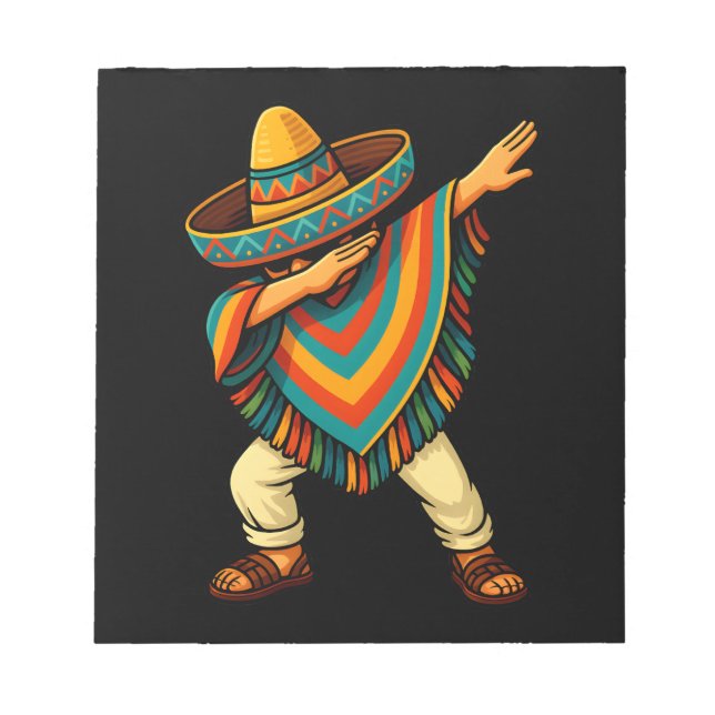 Bloco De Notas Cinco de Mayo Dabbing mexicano Poncho (Frente)