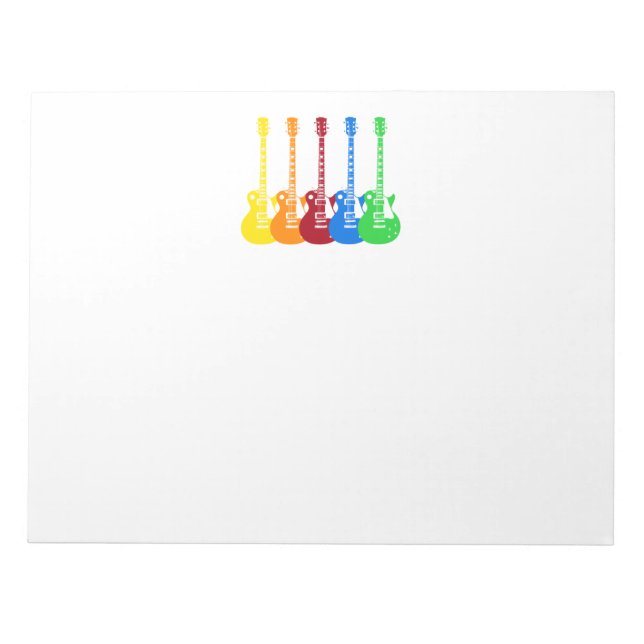 Bloco De Notas Cinco Guitarras Elétricas Coloridas  (Frente)