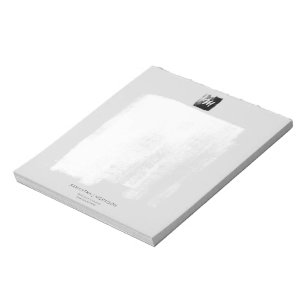 Bloco De Notas Cinza Artista Monograma Formal Nome Elegante Único