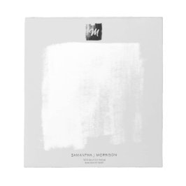 Bloco De Notas Cinza Artista Monograma Formal Nome Elegante Único