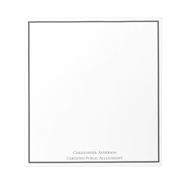 Bloco De Notas Cinza Branco Personalizado Profissional Negócios  (Frente)