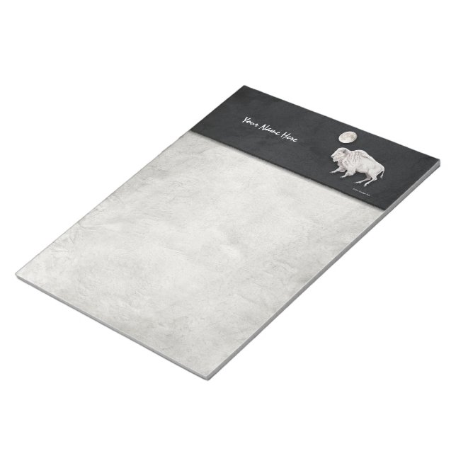 Bloco De Notas Cinza de Lua Cheia de Buffalo Branco (Inclinado)