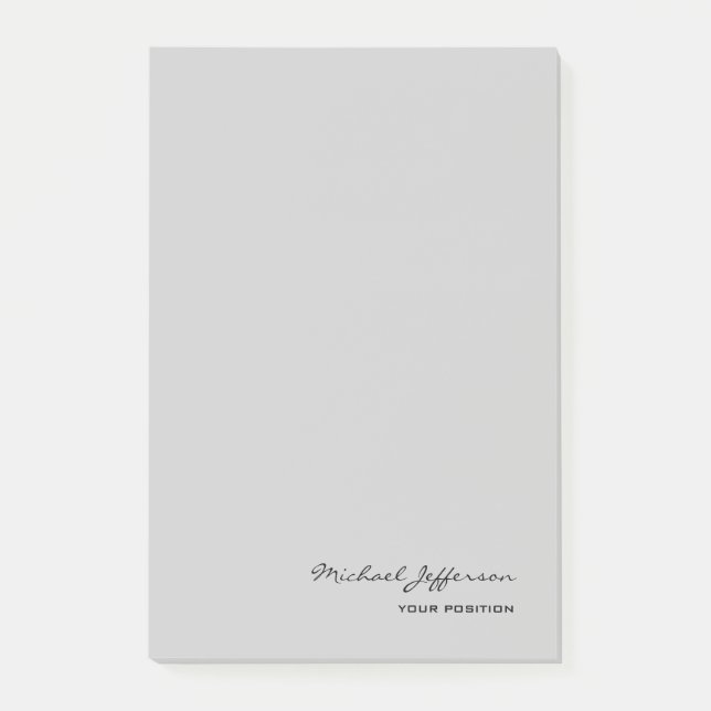 Bloco De Notas Cinza de Nome da Caligrafia de Script Único Chic (Frente)