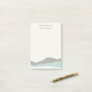 Bloco De Notas Cinza de Pastel Aqua Kraft Montanha Onda Tornada B