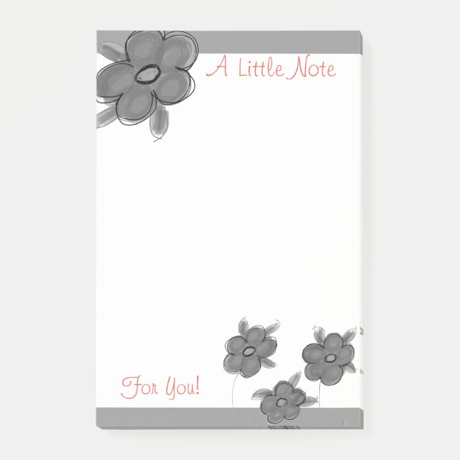 Bloco De Notas Cinza Floral (Frente)