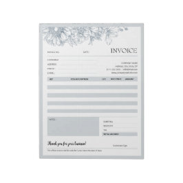 Bloco De Notas Cinza Floral Border Small Business Modelo de NFF