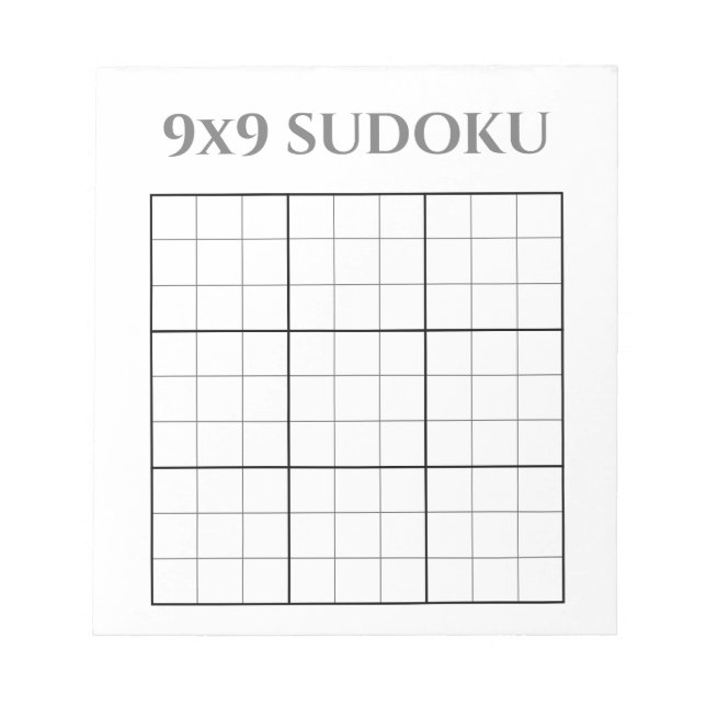 Bloco De Notas Cinza monocromática e Modelo Sudoku branco 9x9 (Frente)