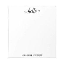 Cinza Negra de Script Elegante Casual Moderno Olá