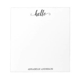 Bloco De Notas Cinza Negra de Script Elegante Casual Moderno Olá