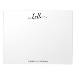 Bloco De Notas Cinza Negra Elegante Tchic Russo Moderno Olá