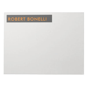 Bloco De Notas Cinza Platina Minimalista Moderno Único Grande