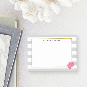 Bloco De Notas Cinza Stripe e Península Rosa