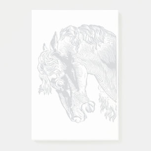 Bloco De Notas Cinzas de cabeça de cavalo Vintage em branco