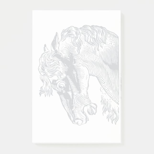 Bloco De Notas Cinzas de cabeça de cavalo Vintage em branco (Frente)