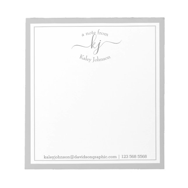 Bloco De Notas Cinzas leves personalizadas | Da Mesa Do Bloco De  (Frente)