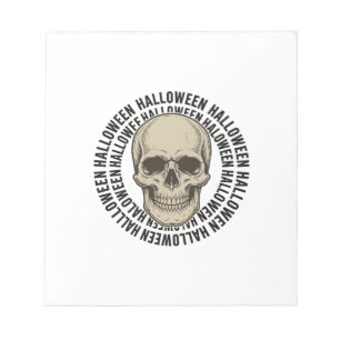 Bloco De Notas Círculo de Caveira de Halloween Desenho de Gravura