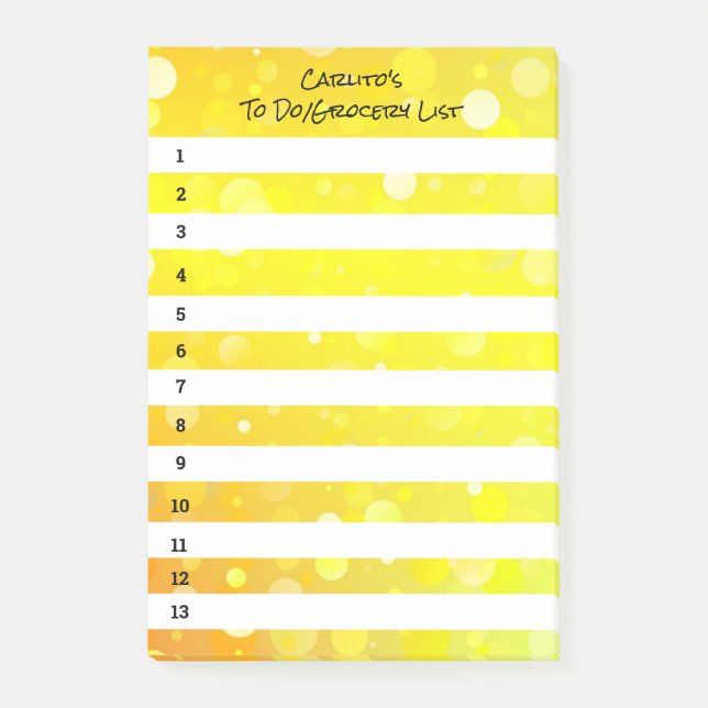 Bloco De Notas Círculos Amarelos Notas Postes Pretas (Frente)