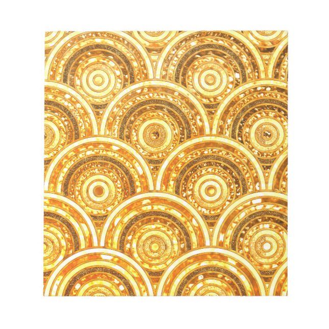 Bloco De Notas Círculos Luminosos de Folha Metálica Dourada de Lu (Frente)