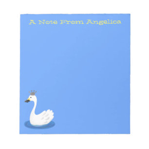 Bloco De Notas Cisne branco bonito com desenho animado
