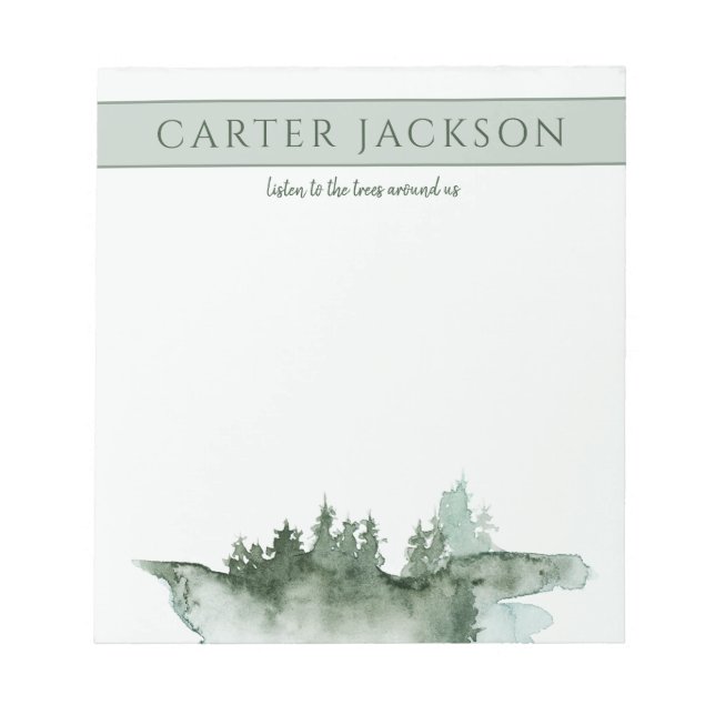 Bloco De Notas Citação das árvores de aquarelas verdes (Frente)