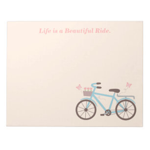 Bloco De Notas Citação de Bicicleta A Vida é uma Viagem Bonita