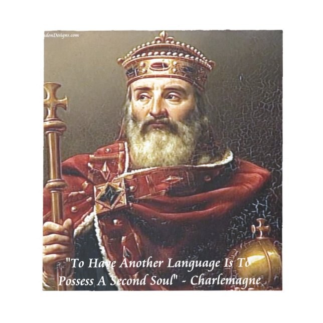 Bloco De Notas Citação de Idiomas do Charlemagne e Famosos (Frente)