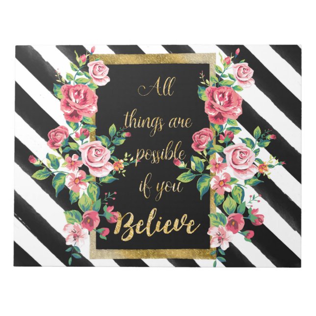 Bloco De Notas Citação de inspiração do ouro moderno (Frente)