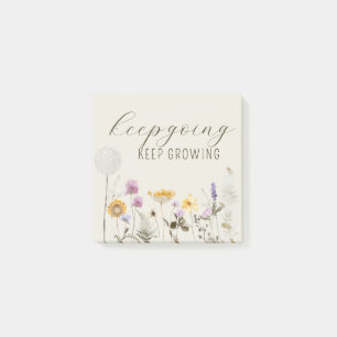 Bloco De Notas Citação Inspiracional Continua Crescendo Floral