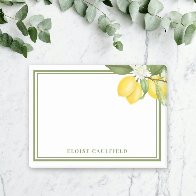 Bloco De Notas Citrus Lemon Greenery Bridesmaid Name Favor (Criador carregado)
