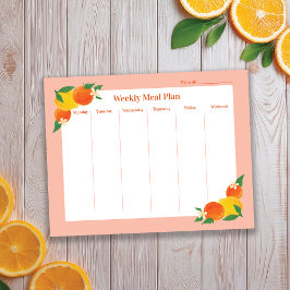 Bloco De Notas Citrus Lemon Orange Weekly Meal Plan Notepad