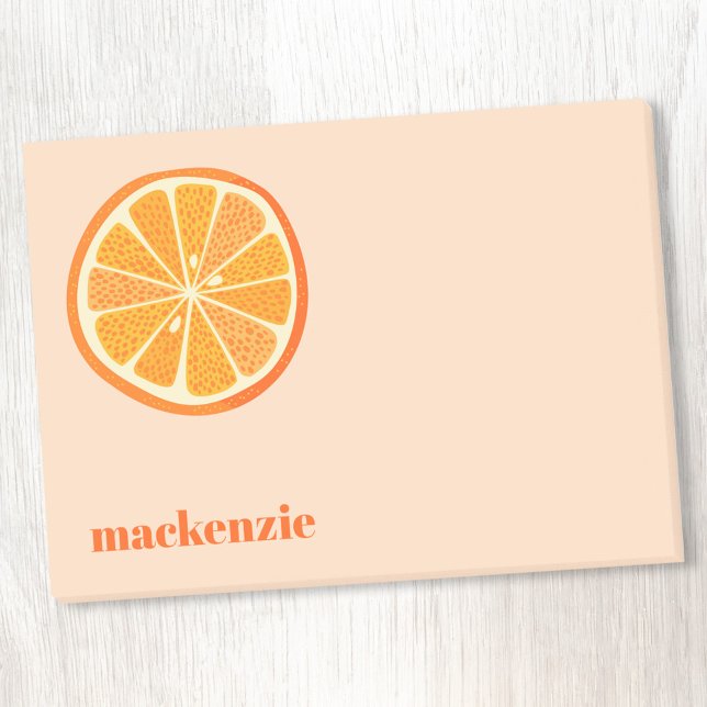 Bloco De Notas Citrus Orange Slice Personalizada Personalizada (Fun orange citrus slice personalized custom name Post It sticky notes)
