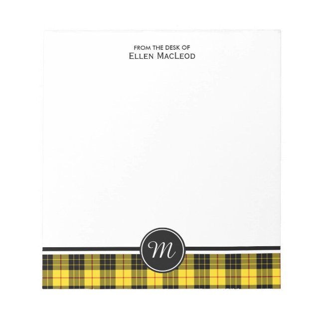 Bloco De Notas Clan MacLeod Tartan Monograma (Frente)
