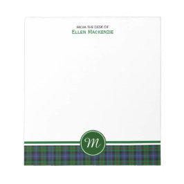 Bloco De Notas Clan Murray Tartan Monogramas