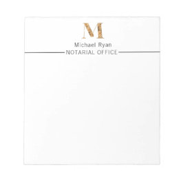 Bloco De Notas Classe Elegante Branco & Dourado Monograma Persona