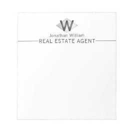 Bloco De Notas Classe Elegante Monograma Personalizado Preto Prat