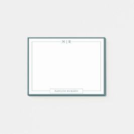 Bloco De Notas Classic Monogram Smoke Green Border Stationery